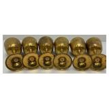 Vintage Set Of Six  Brass Goblets Marked Saudi Arabia On Bottoms With Blue Velvet Case
