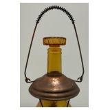 Vintage Amber Glass Anchor Adorned Lantern Musical Decanter Bottle 'How Dry I Am' Made In Japan 11.5' Tall (Music Box Needs Work)
