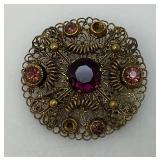 Relisted Do To No Show 1950's-60's Czech Ornate Brooch 2' (Couple Stones Misssing)