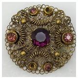 Relisted Do To No Show 1950's-60's Czech Ornate Brooch 2' (Couple Stones Misssing)