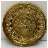 Two Vintage Embossed Brass Wall Plates