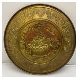Two Vintage Embossed Brass Wall Plates