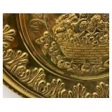 Two Vintage Embossed Brass Wall Plates