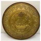 Two Vintage Embossed Brass Wall Plates