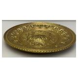 Two Vintage Embossed Brass Wall Plates