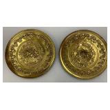 Two Vintage Embossed Brass Wall Plates