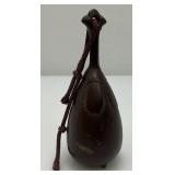 Antique Japanese Bronze Eggplant Shaped Hand Bell 5 3/8'