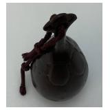 Antique Japanese Bronze Eggplant Shaped Hand Bell 5 3/8'
