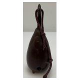 Antique Japanese Bronze Eggplant Shaped Hand Bell 5 3/8'