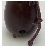 Antique Japanese Bronze Eggplant Shaped Hand Bell 5 3/8'