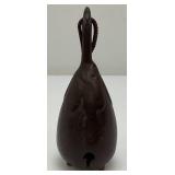 Antique Japanese Bronze Eggplant Shaped Hand Bell 5 3/8'