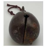 Antique Japanese Bronze Eggplant Shaped Hand Bell 5 3/8'