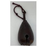 Antique Japanese Bronze Eggplant Shaped Hand Bell 5 3/8'
