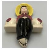 Vintage WEIL WARE California Art Pottery Asian Girl Wall Pocket Planter 10'