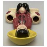 Vintage WEIL WARE California Art Pottery Asian Girl Wall Pocket Planter 10'