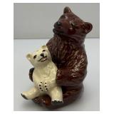 Vintage Collectible Ceramic Arts Sudio Brown Bear And Bear Cub Salt & Pepper Shakers Set 4 1/4'