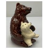 Vintage Collectible Ceramic Arts Sudio Brown Bear And Bear Cub Salt & Pepper Shakers Set 4 1/4'
