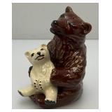 Vintage Collectible Ceramic Arts Sudio Brown Bear And Bear Cub Salt & Pepper Shakers Set 4 1/4'