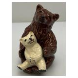 Vintage Collectible Ceramic Arts Sudio Brown Bear And Bear Cub Salt & Pepper Shakers Set 4 1/4'