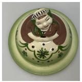 Vintage CLEMINSONS Round Covered Butter Dish Green California Art Pottery Butter Maid