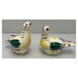 Vintage CLEMINSONS Pottery DISTLEFINKCeramic Retro Quail Salt And Pepper Shakers 4 3/;4'