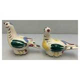Vintage CLEMINSONS Pottery DISTLEFINKCeramic Retro Quail Salt And Pepper Shakers 4 3/;4'