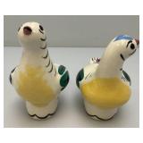 Vintage CLEMINSONS Pottery DISTLEFINKCeramic Retro Quail Salt And Pepper Shakers 4 3/;4'