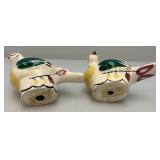 Vintage CLEMINSONS Pottery DISTLEFINKCeramic Retro Quail Salt And Pepper Shakers 4 3/;4'