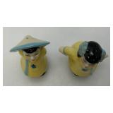 Vintage Collectible  1940's Ceramic Arts Sudio Madison Wis. Oriental Couple Salt & Pepper Shakers 3'