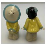 Vintage Collectible  1940's Ceramic Arts Sudio Madison Wis. Oriental Couple Salt & Pepper Shakers 3'