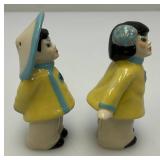 Vintage Collectible  1940's Ceramic Arts Sudio Madison Wis. Oriental Couple Salt & Pepper Shakers 3'