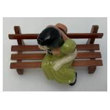 Vintage Collectible 1950's Ceramic Arts Sudio Shelf Sitters Kissing Girl And Bench 4.5'