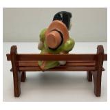 Vintage Collectible 1950's Ceramic Arts Sudio Shelf Sitters Kissing Girl And Bench 4.5'