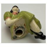 Vintage Collectible 1950's Ceramic Arts Sudio Shelf Sitters Kissing Girl And Bench 4.5'