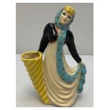 Vintage Collectible  Ceramic Arts Sudio Girl With Cornucopia Planter 7'