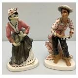 Vintage 1957 Collectible GEO. Z. Lefton Dancing Couple Ceramic Figurines 8 1/2' & 8 3/4'