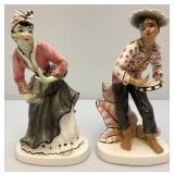Vintage 1957 Collectible GEO. Z. Lefton Dancing Couple Ceramic Figurines 8 1/2' & 8 3/4'