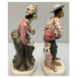 Vintage 1957 Collectible GEO. Z. Lefton Dancing Couple Ceramic Figurines 8 1/2' & 8 3/4'