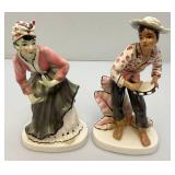 Vintage 1957 Collectible GEO. Z. Lefton Dancing Couple Ceramic Figurines 8 1/2' & 8 3/4'