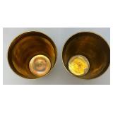 Set Of Four Heavy Oriental Solid Brass Etched Decorative Drinkware Tumblers 4.5'