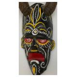 African Hand Carved Wooden Mask With Horns 18.5'