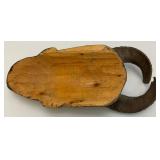 African Hand Carved Wooden Mask With Horns 18.5'