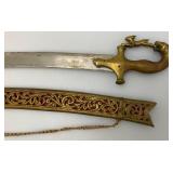 Ceremonial Sword Indian Groom Wedding With Hilt 35.5' Leopard And Rabbit Brass Handle