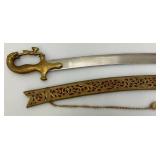 Ceremonial Sword Indian Groom Wedding With Hilt 35.5' Leopard And Rabbit Brass Handle