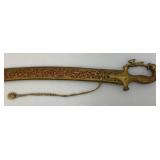 Ceremonial Sword Indian Groom Wedding With Hilt 35.5' Leopard And Rabbit Brass Handle