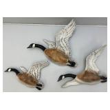 3 Vintage Ceramic Geese Wall Hangings Hand painted 1= 15' x 16.5', 1= 16' x 18.5' & 1= 10' x 13.5'