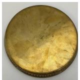 Group Of 6 Small Etched Brass Shot Cups 3' With 8 3/8' Heavy Brass Serving Tray