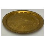 Vintage Heavy Brass Etched Serving Tray With Saudia Arabia Engraved 13 3/8'