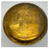 Vintage Heavy Brass Etched Serving Tray With Saudia Arabia Engraved 13 3/8'