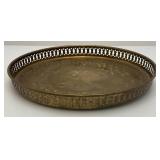 Vintage Heavy Brass Etched Serving Tray With Saudia Arabia Engraved 11'